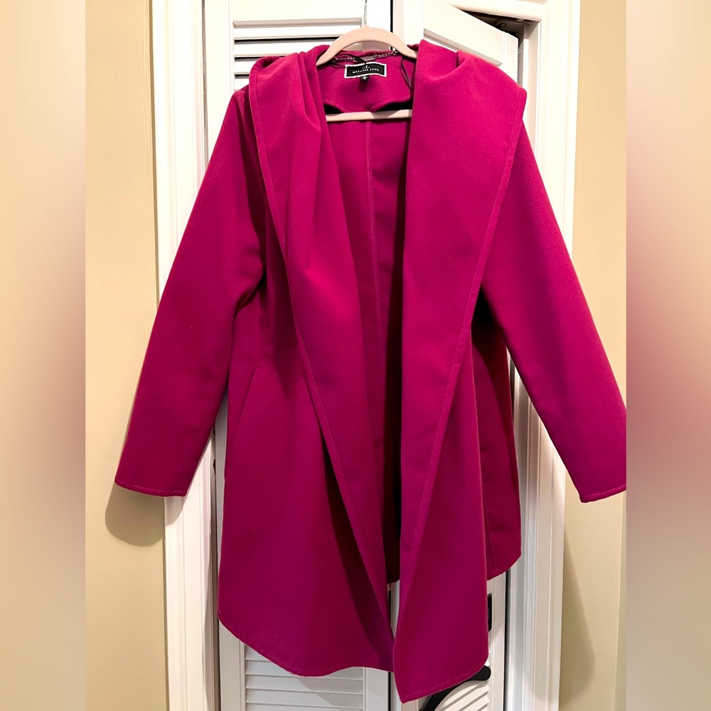 Oversized fall shawl pea coat…..Size M….Raspberry Pink